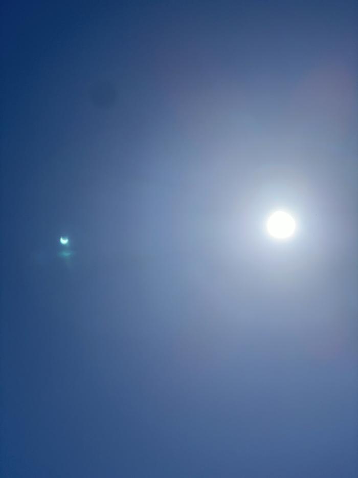 For starters, here's a picture I took of the 2024 eclipse. The lens bloom shows the intersection with the moon.